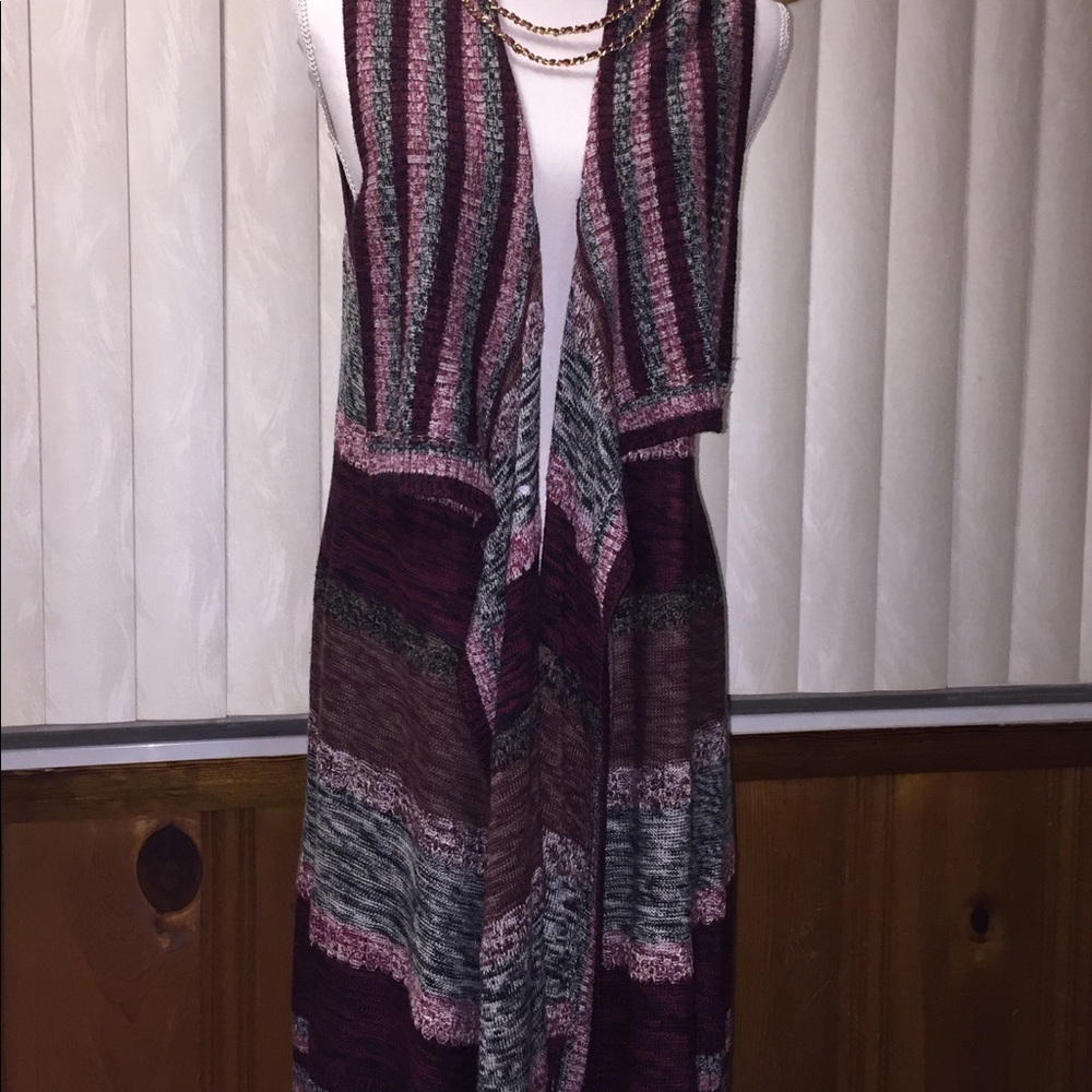 Multi- Color Long Sleeveless Cardigan